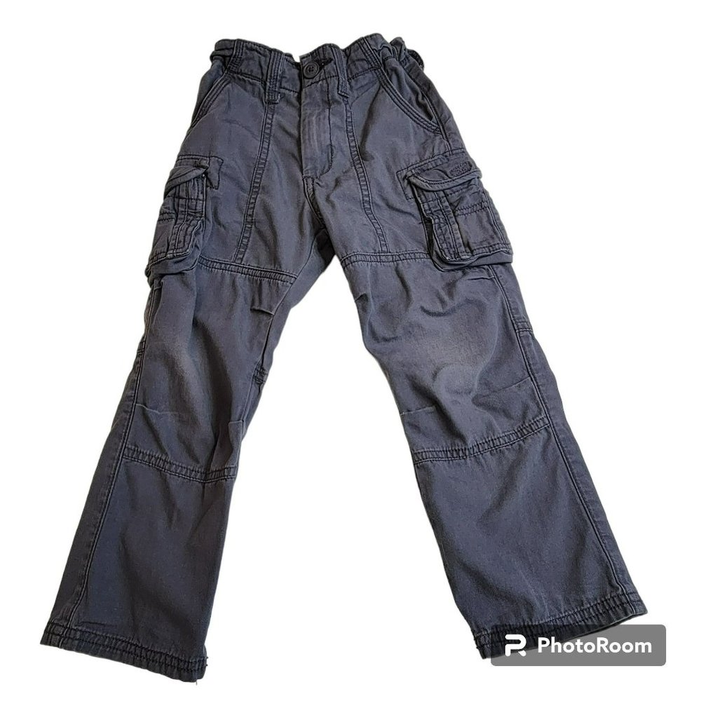 OshKosh B'Gosh Cargo Pants, Boys 4T, Gray, Adjustable Waist, Pockets, GUC